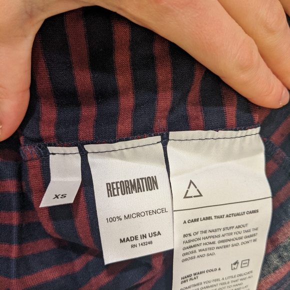 REFORMATION Plush Relaxed Crew Rugby Strip SIZE XS - Picture 6 of 8